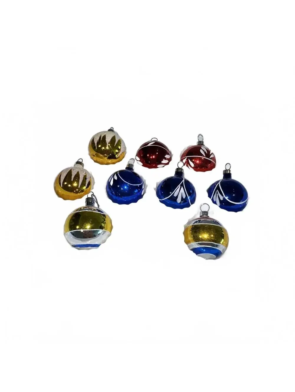 9 Vintage Bradford Glass Ornaments 1.25